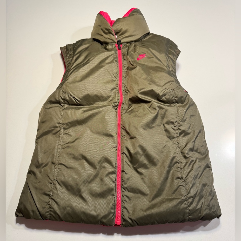 Nike Sportswear 550 Duck Down Reversible Women’s Vest Size Medium Brown/Pink EUC - Picture 2 of 13